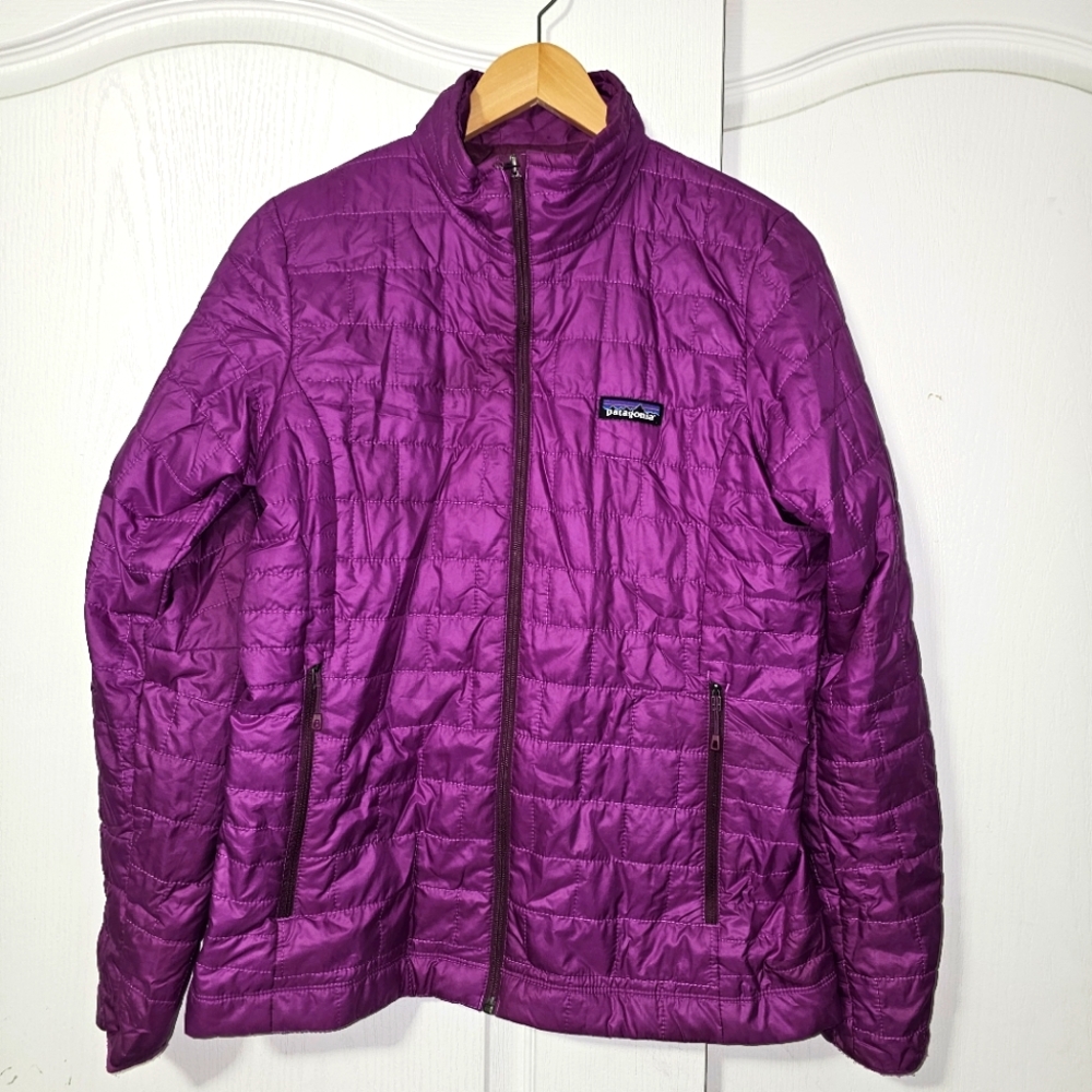 Patagonia Womens Medium Purple Primaloft Jacket Full Zip Quilted FLAWS